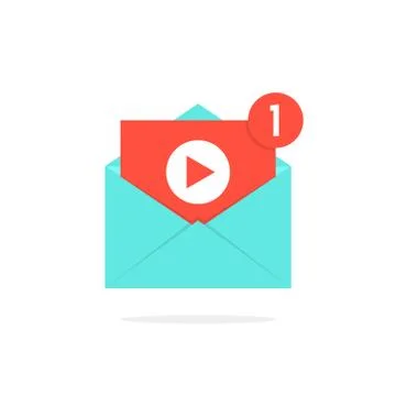 Video notification button in letter Stock Illustration