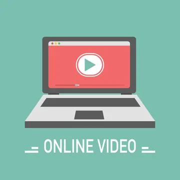 Video online illustration. Vector design in flat style. Vector Stock Illustration