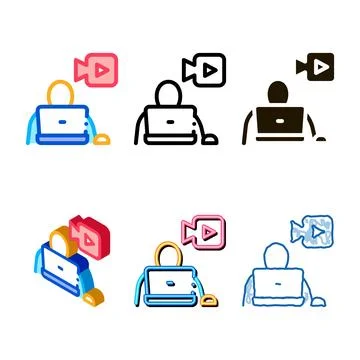 Video operator icon designs vector outline Stockillustratie