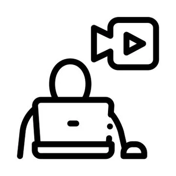 Video operator icon vector outline illustration Stock Illustration