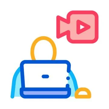 Video operator icon vector outline illustration Stock Illustration