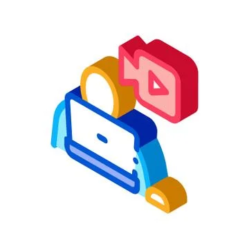 Video operator isometric icon vector illustration Stock Illustration