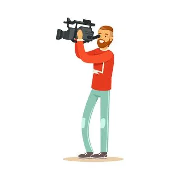 Video operator looking through camcorder イラスト素材