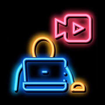Video operator neon glow icon illustration Stockillustratie