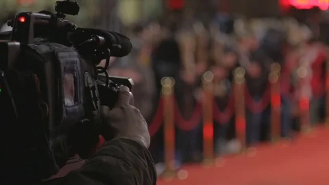 Video operator removes the red carpet Video stock 73031337