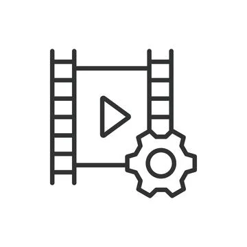 Video optimization, in line design. Video quality, enhancement, compression Illustrazione stock