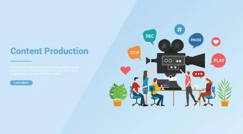Video or content production development concept for website template or banne Stock Illustration