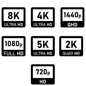 Video or tv screen resolution icon on white background.   High Definition TV Stock Illustration
