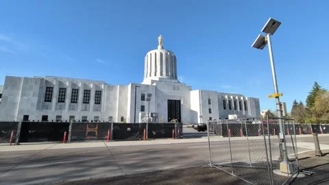 Video of the Oregon State Capitol during renovation, featuring archetecture Stock Footage 335851738