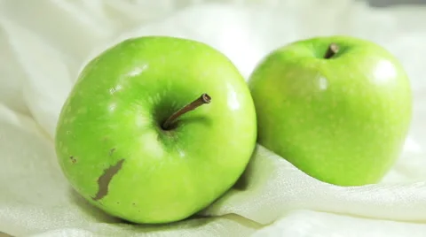 Video overview of green apple. Fruit Still Life in a white box. Stock Footage 62131073