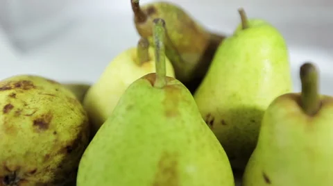 Video overview of many pears. Fruit Still Life in a white box. Stock Footage 61328607