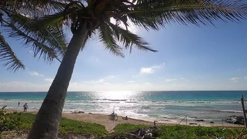 Video with panoramic view of a tropical beach Stock Footage 278992328