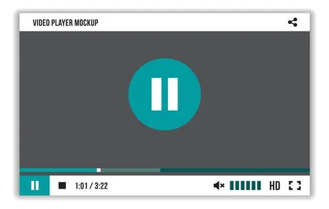 Video pause screen interface. Media app bar mockup Stock Illustration