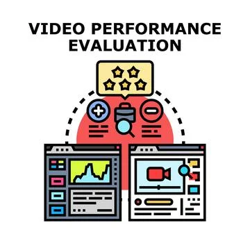 Video performance evaluation analyzing content quality data Stockillustratie
