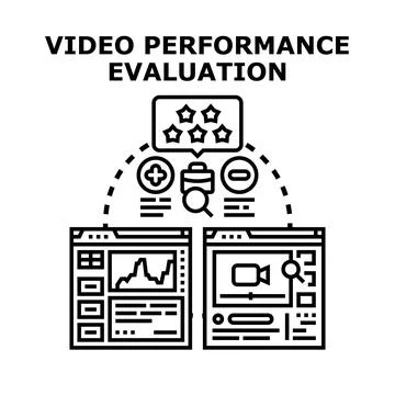 Video performance evaluation analyzing content quality data Stock Illustration