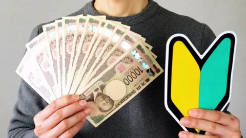 Video of a person holding a beginner's mark and a large amount of banknotes Stock-Footage 324542964