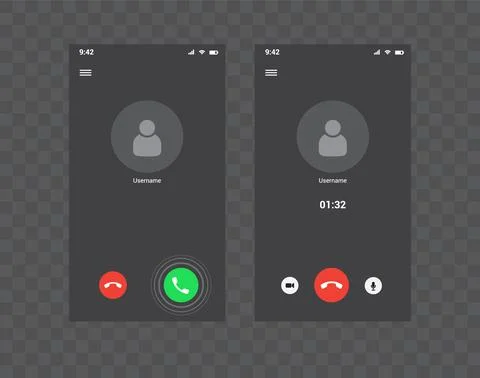 Video phone chat user interface, video calls via handy UI 스톡 일러스트