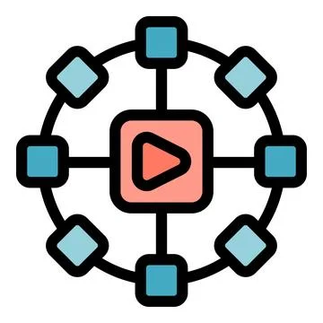 Video platform connecting devices in digital network Stock Illustration