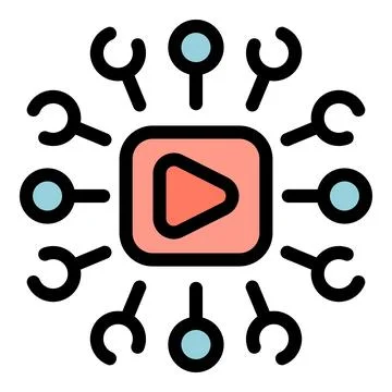Video platform sharing connecting spreading content icon Stock Illustration