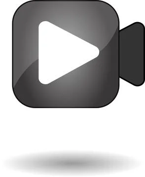 Video play button and camera shape, video streaming service, broadcasting i.. Illustrazione stock