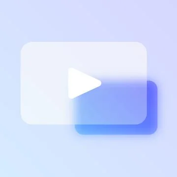 Video play button glassmorphism icon. Illustrazione stock