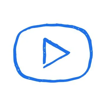 Video Play Button Icon Hand Drawn Doodle Vector Illustration For Multimedia A 库存插图