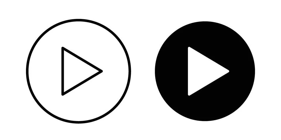 Video play button icon. Line Drawings and Silhouettes icons Stock Illustration