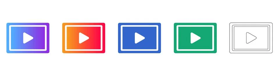 Video Play Button Icon Set Stock Illustration