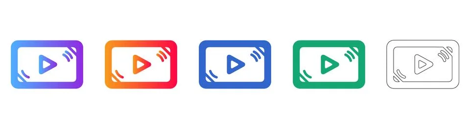 Video Play Button Icon Set with Motion Stock Illustration