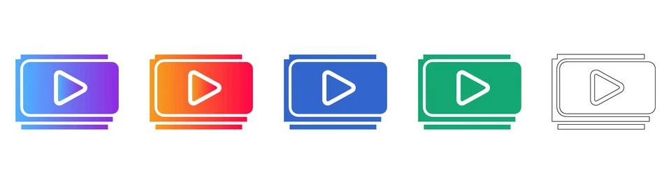Video Play Button Icon Set for Multimedia Interfaces 스톡 일러스트