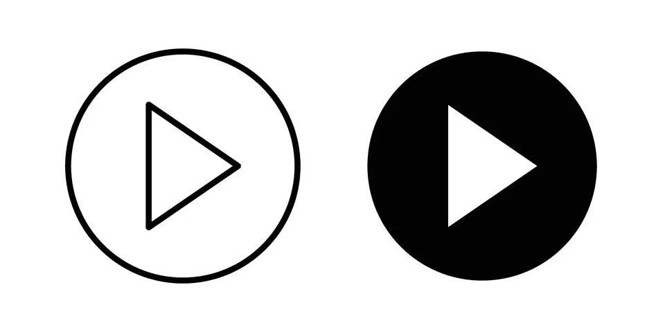 Video play button icon vector concepts, line and silhouette style Stock Illustration