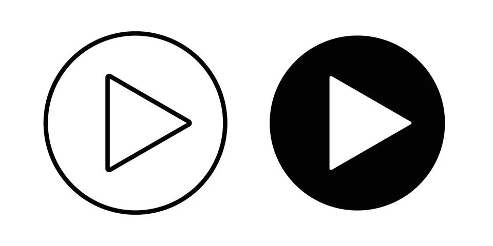 Video play button icon vectors. Illustrations in black Stock Illustration