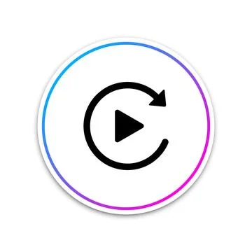 Video play button like simple replay icon isolated on white background. Circle Stockillustratie