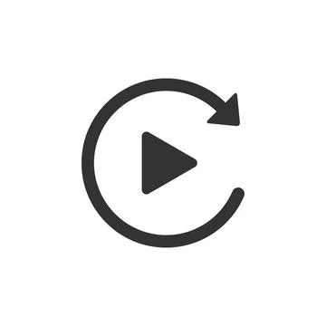 Video play button like simple replay icon isolated. Flat design. Vector Stock Illustration
