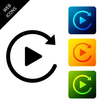 Video play button like simple replay icon isolated. Set icons colorful square Stockillustratie