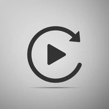 Video play button like simple replay icon isolated on grey background. Flat Stockillustratie