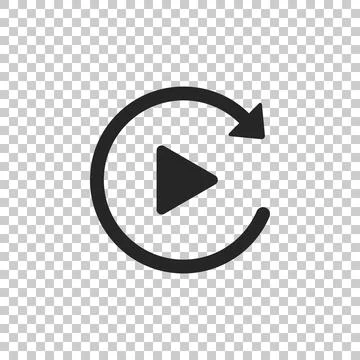 Video play button like simple replay icon isolated on transparent background Stock Illustration