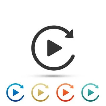 Video play button like simple replay icon isolated on white background. Set Stockillustratie