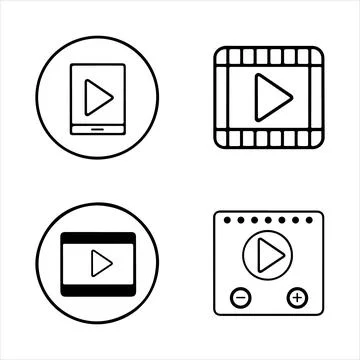 Video play icons set vector Stock Illustration