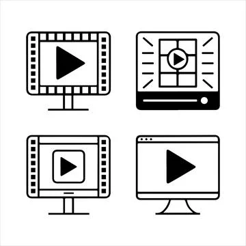 Video play icons set vector eps 10 Stock Illustration