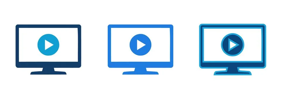 Video playback and streaming technology icon set. Featuring play button sym.. 库存插图