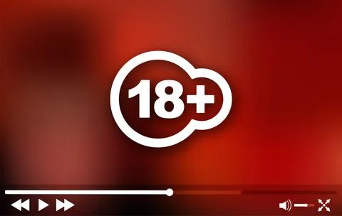 Video player 18 plus template. Mockup frame design. Desktop monitor computer Stock Illustration