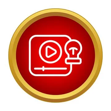 Video player and light bulb icon for online learning イラスト素材