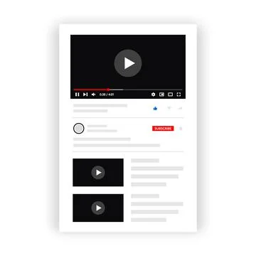 Video player application mockup template. Popular video player elements for app イラスト素材
