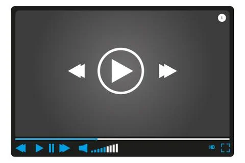Video player. Black flat style, template for web design. Minimal interface. V Stock Illustration