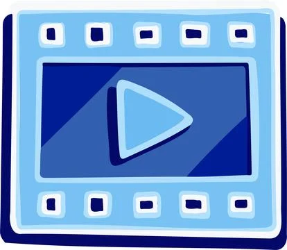 Video player blue vector icon symbol Stock Illustration