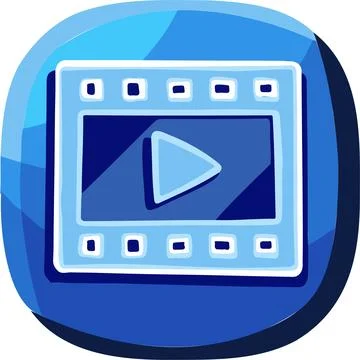 Video player blue vector icon symbol Stock Illustration