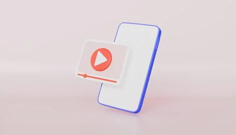 Video player in browser on mobile, Live digital stream multimedia player Stock Illustration