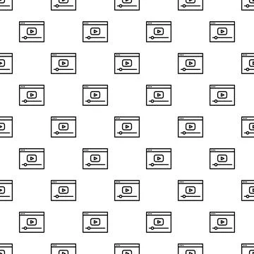 Video player browser window seamless pattern background 스톡 일러스트