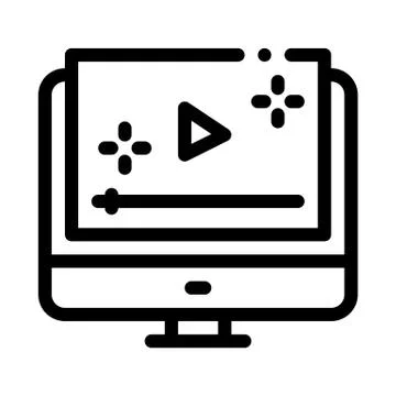 Video player computer screen icon vector outline illustration Illustrazione stock